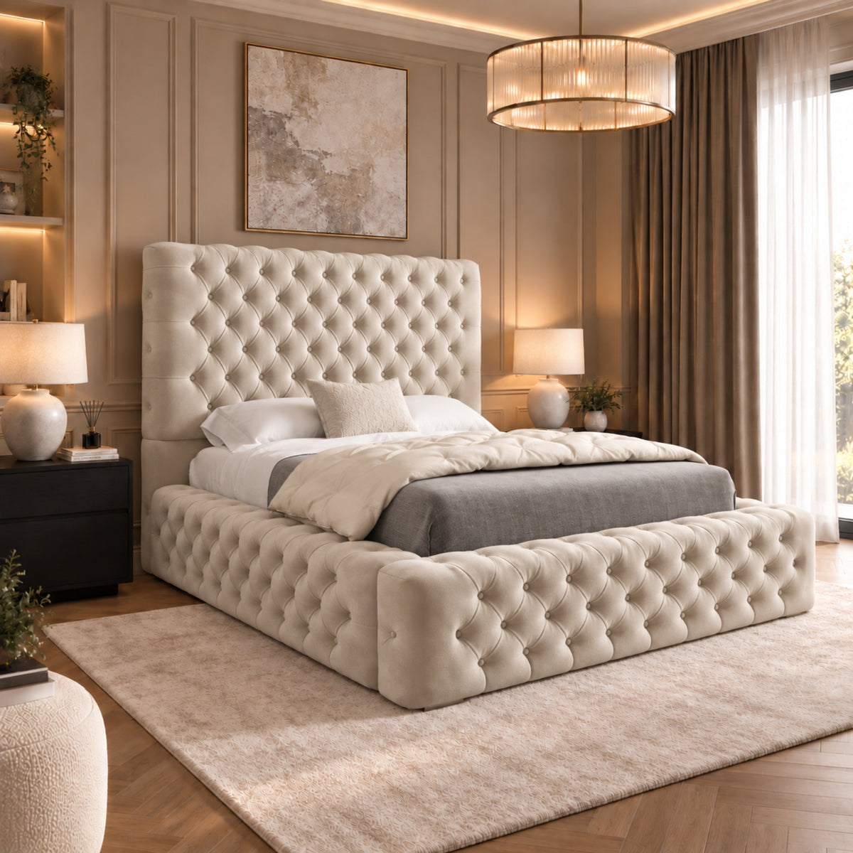 Grand Milan Pleated Upholstery Bed Frame