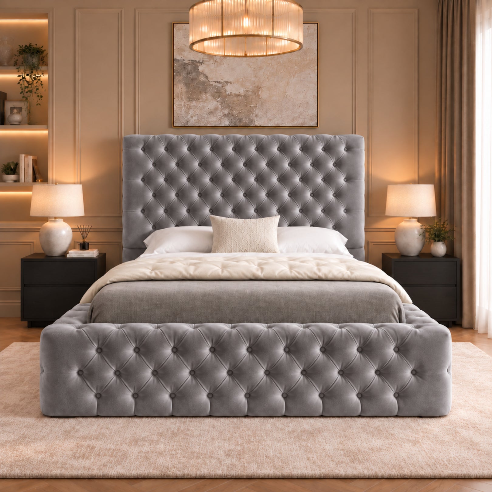 Grand Milan Pleated Upholstery Bed Frame