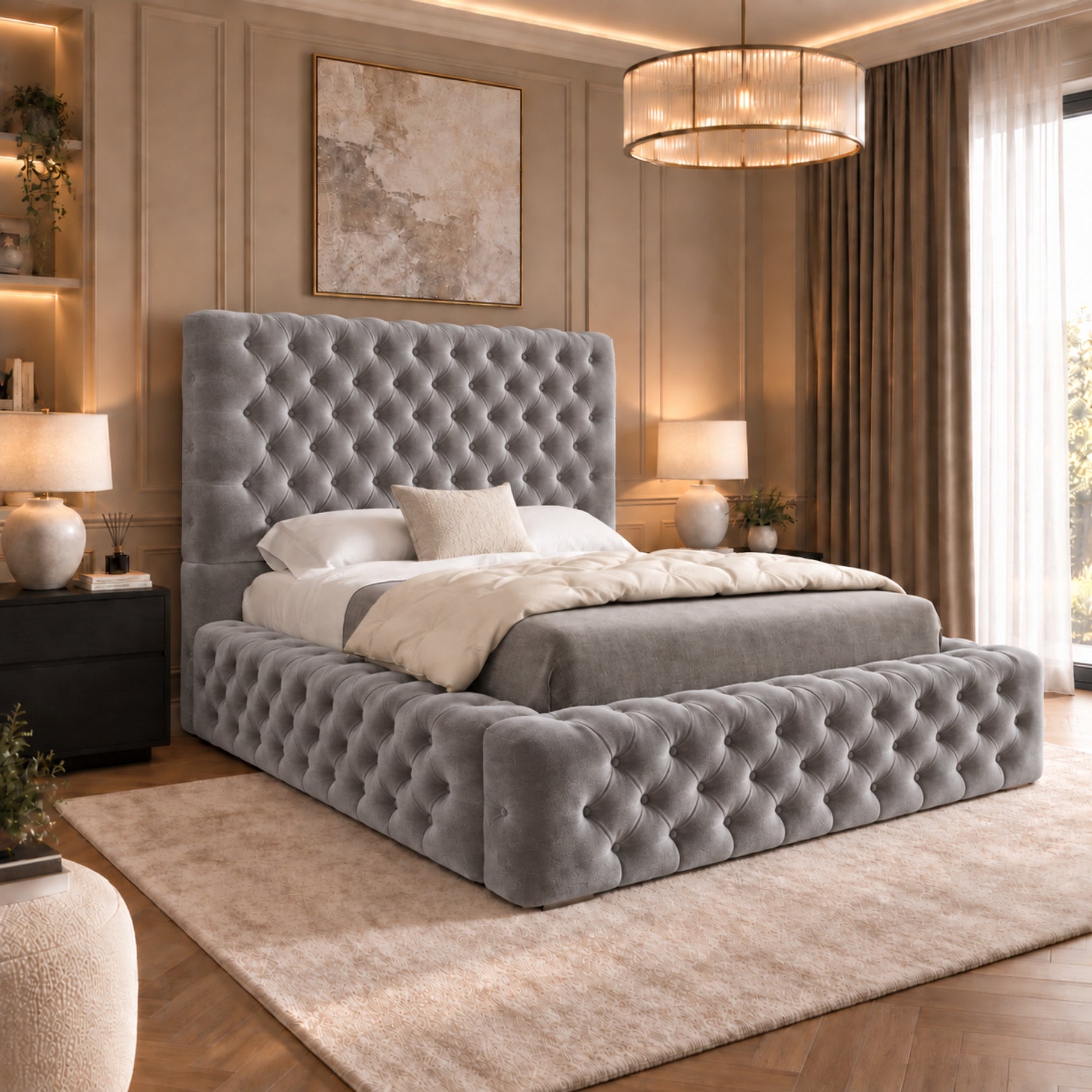 Grand Milan Pleated Upholstery Bed Frame