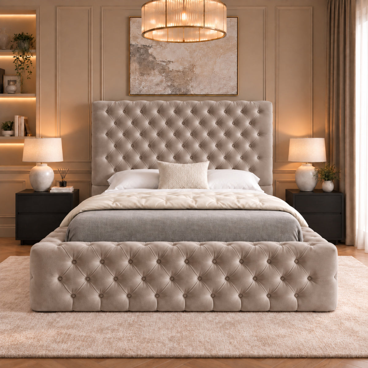 Grand Milan Pleated Upholstery Bed Frame
