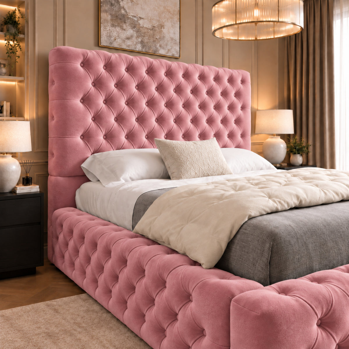 Grand Milan Pleated Upholstery Bed Frame