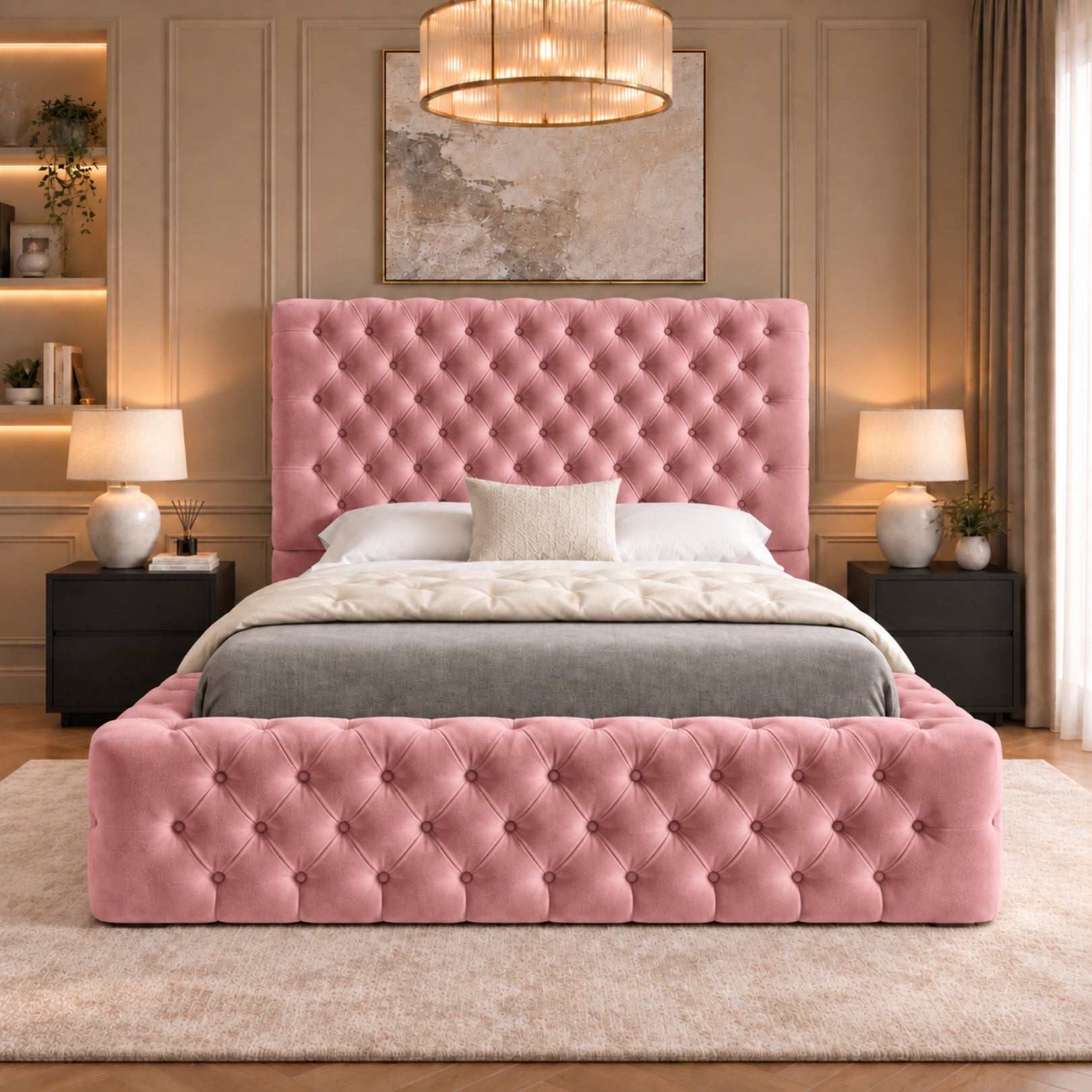 Grand Milan Pleated Upholstery Bed Frame