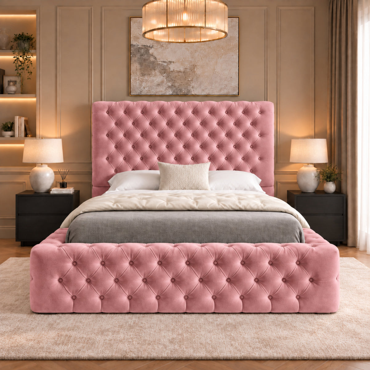 Grand Milan Pleated Upholstery Bed Frame