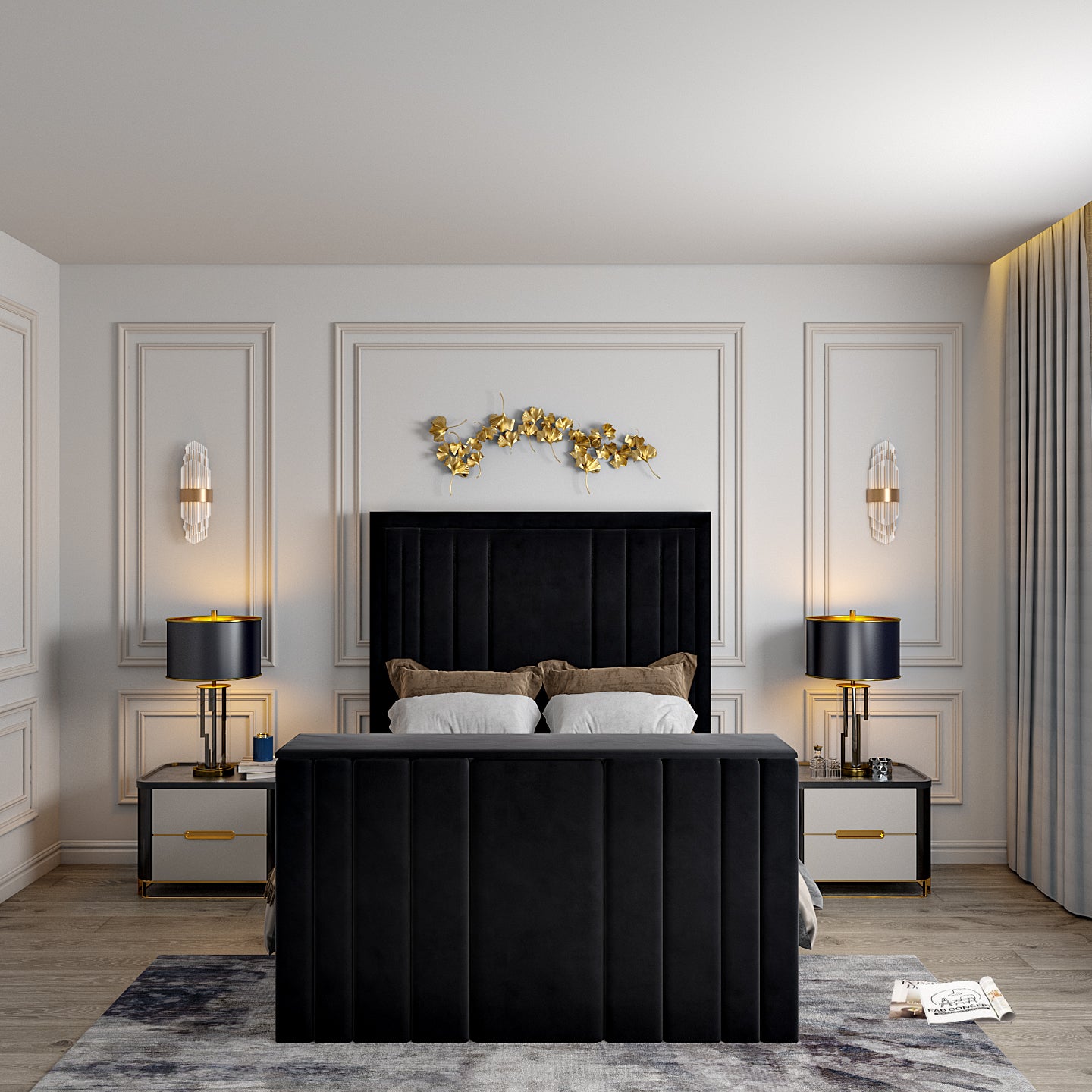 Hampton Upholstered Soft Velvet Tv Bespoke Bed Frame