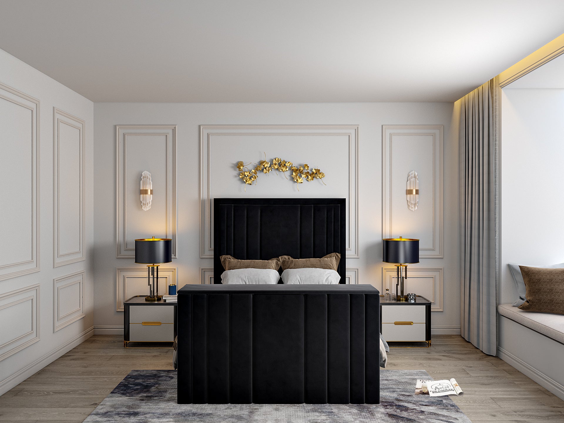 Hampton Upholstered Soft Velvet Tv Bespoke Bed Frame