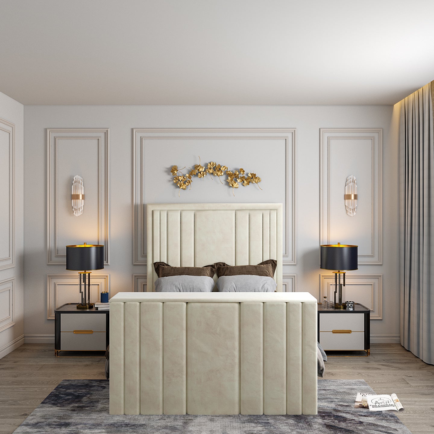 Hampton Upholstered Soft Velvet Tv Bespoke Bed Frame