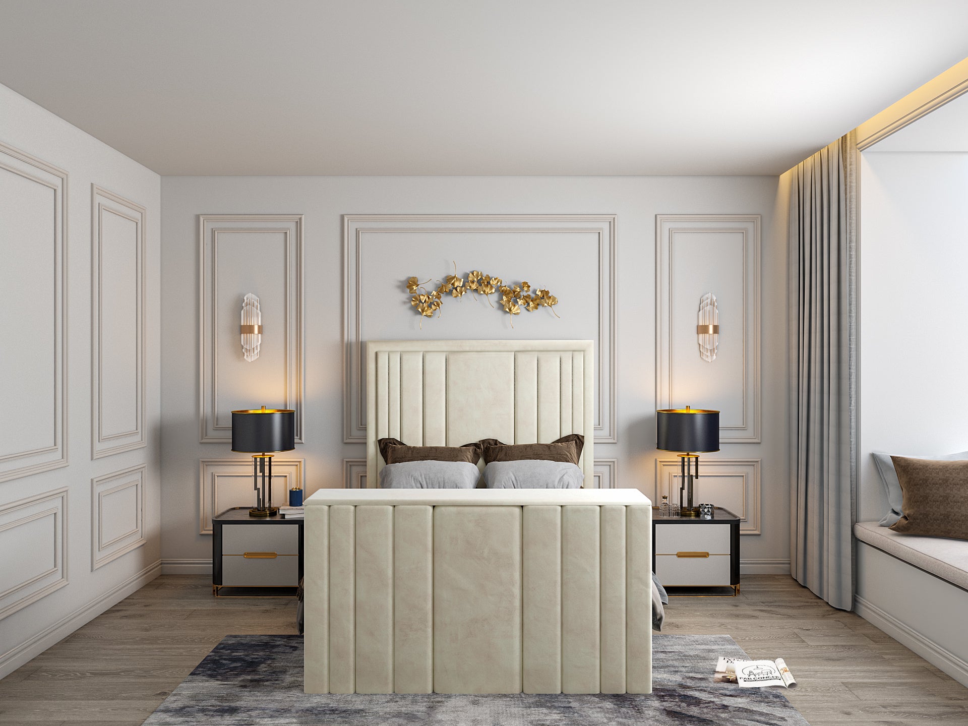 Hampton Upholstered Soft Velvet Tv Bespoke Bed Frame