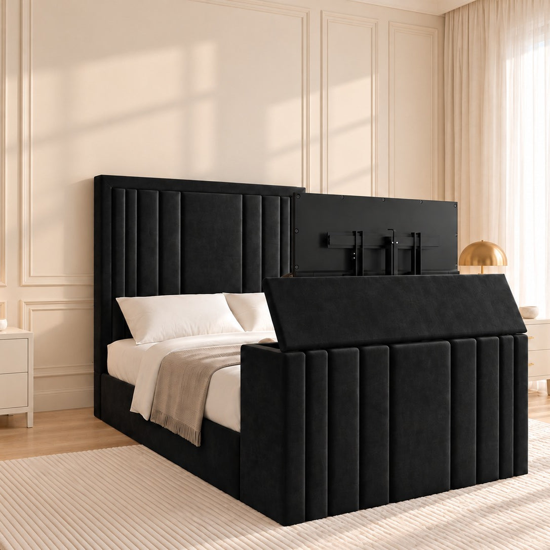 Hampton Upholstered Soft Velvet Tv Bespoke Bed Frame