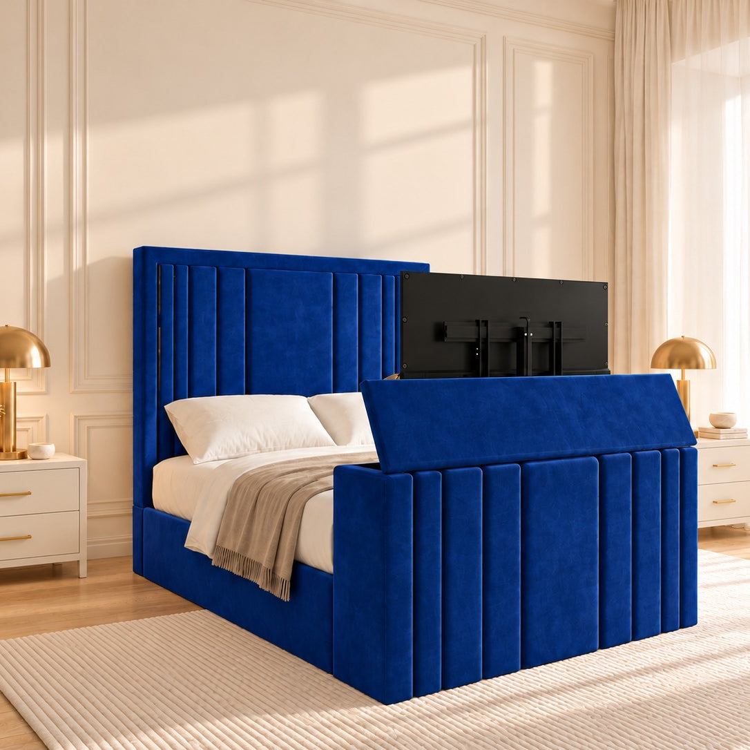 Hampton Upholstered Soft Velvet Tv Bespoke Bed Frame
