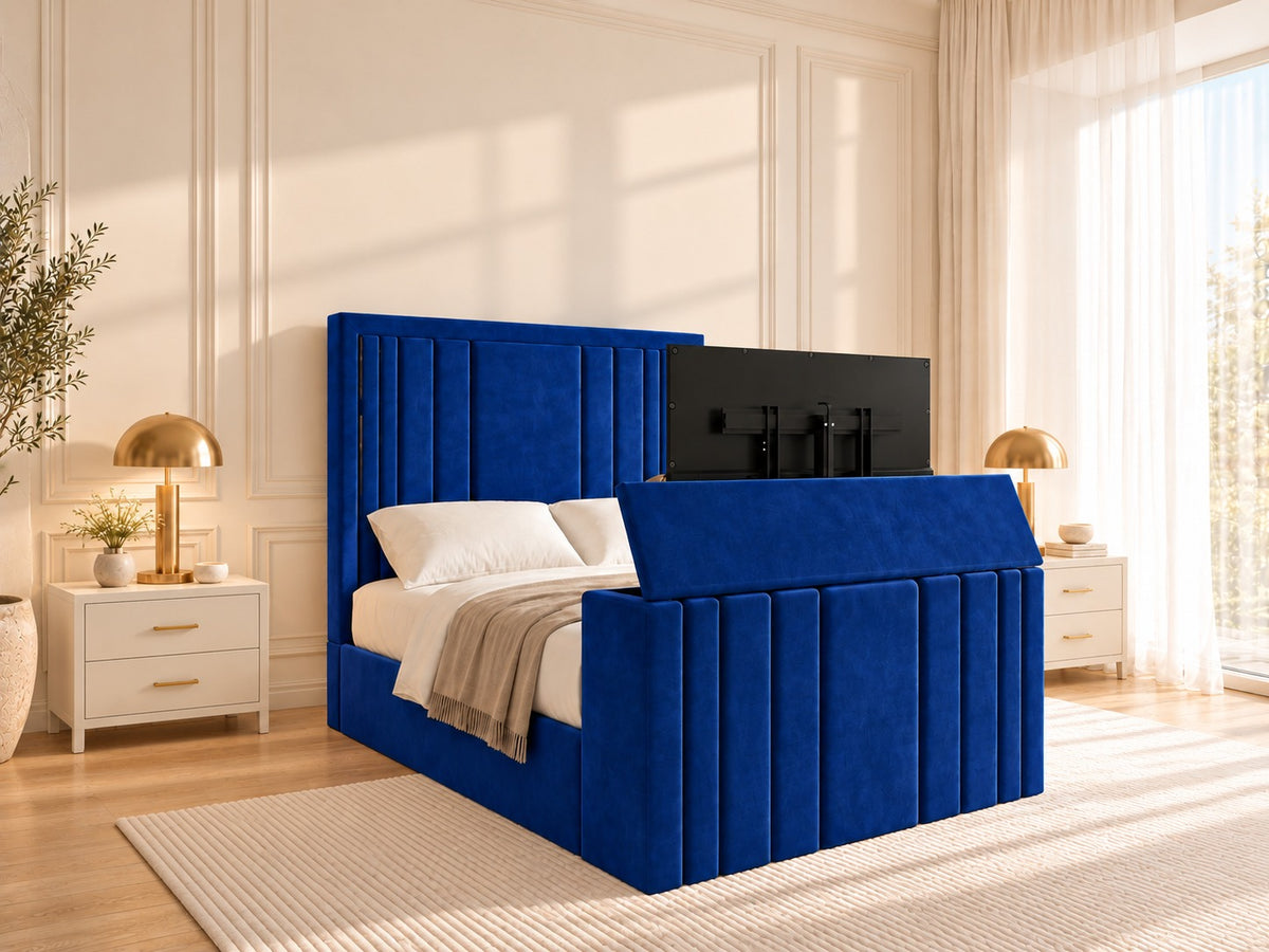 Hampton Upholstered Soft Velvet Tv Bespoke Bed Frame