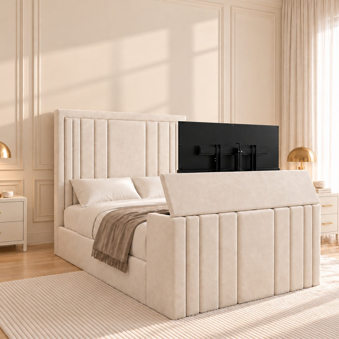 Hampton Upholstered Soft Velvet Tv Bespoke Bed Frame