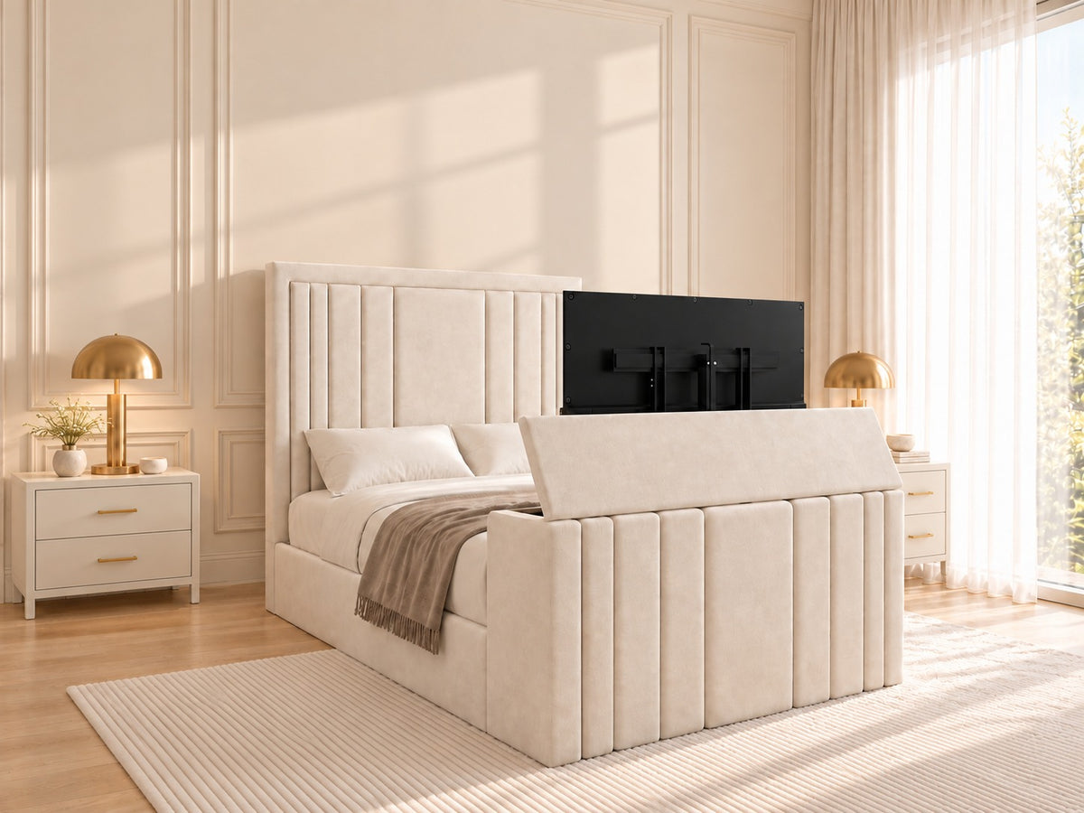 Hampton Upholstered Soft Velvet Tv Bespoke Bed Frame