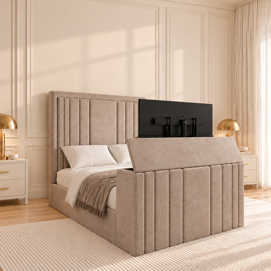 Hampton Upholstered Soft Velvet Tv Bespoke Bed Frame