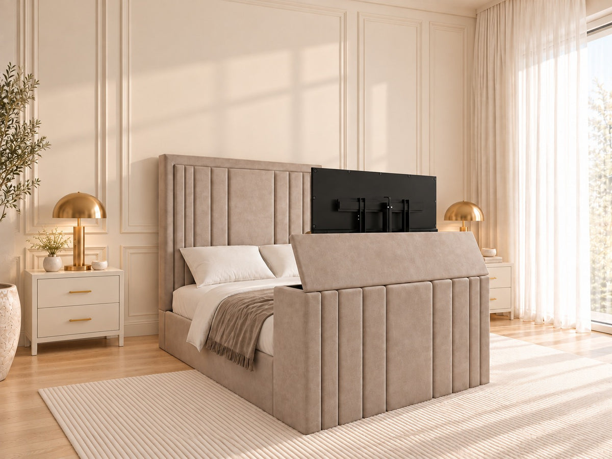 Hampton Upholstered Soft Velvet Tv Bespoke Bed Frame