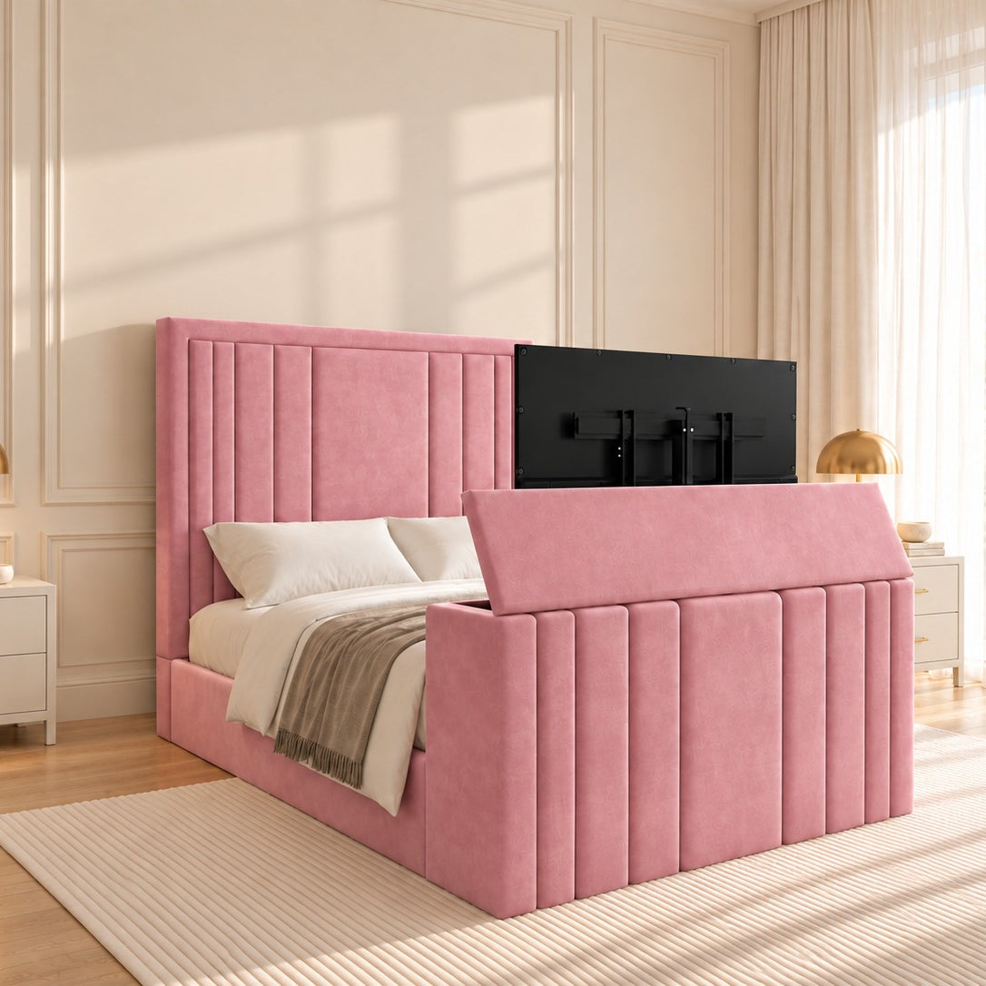 Hampton Upholstered Soft Velvet Tv Bespoke Bed Frame