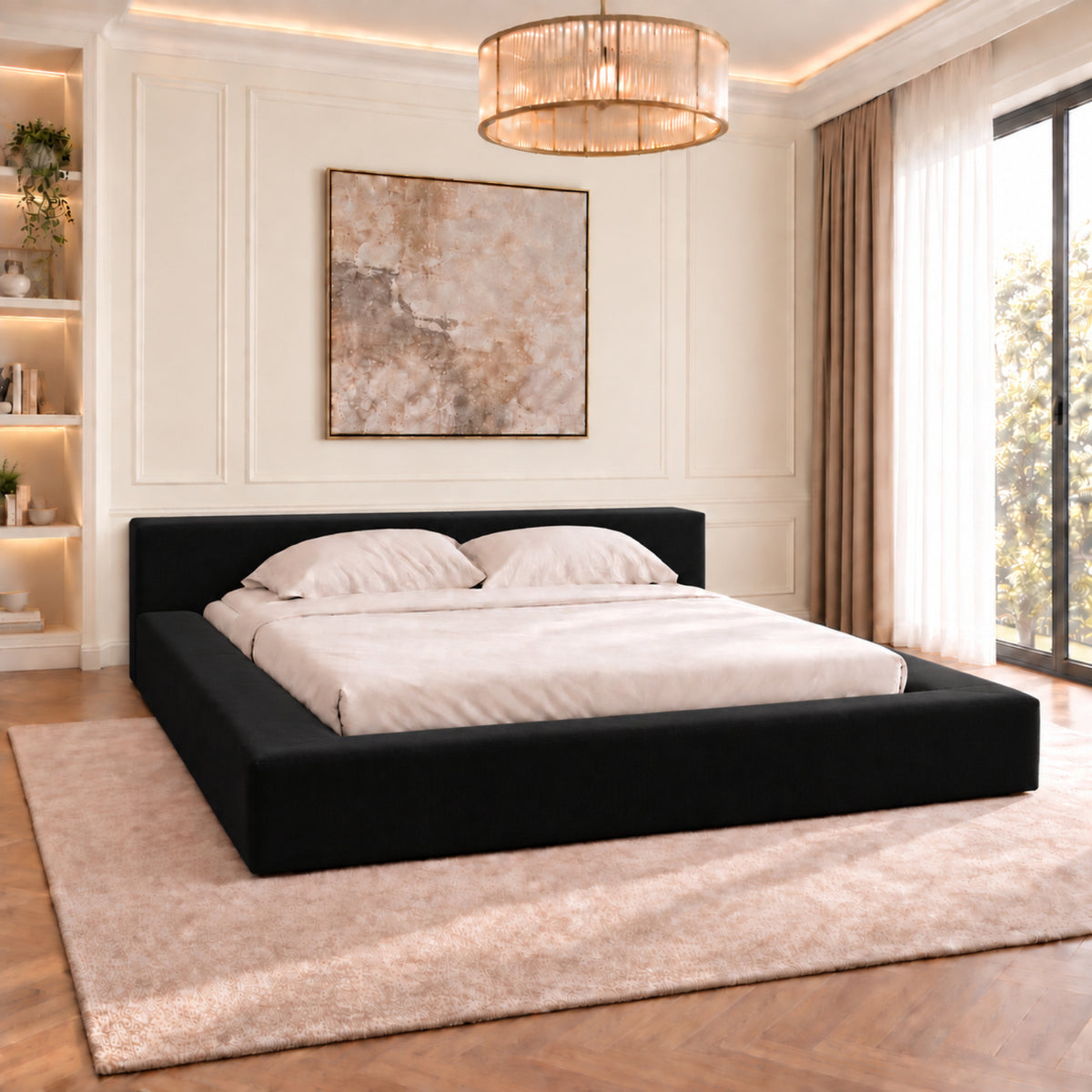 Hugo Space Saver Boucle Upholstered Bed Frame