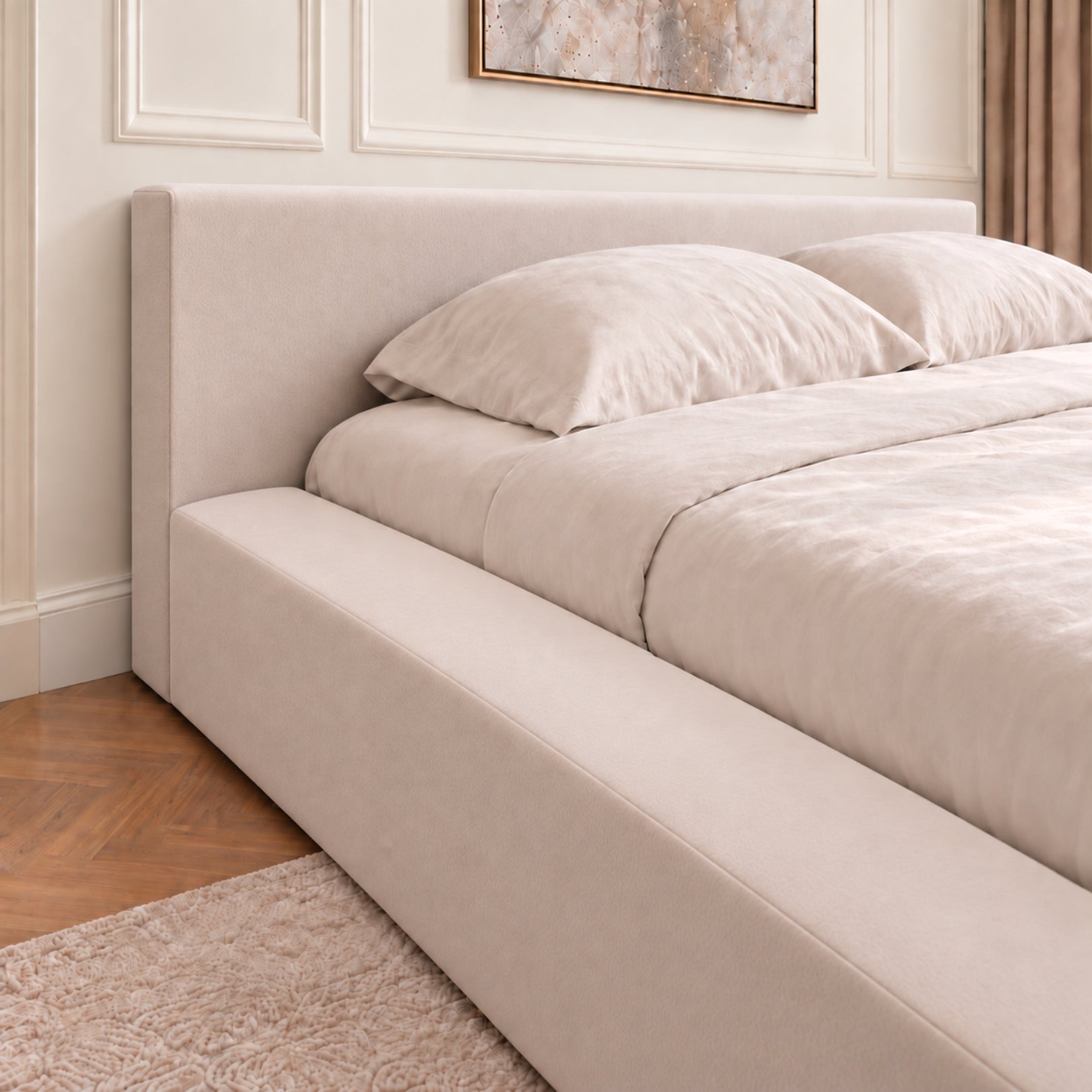 Hugo Space Saver Boucle Upholstered Bed Frame