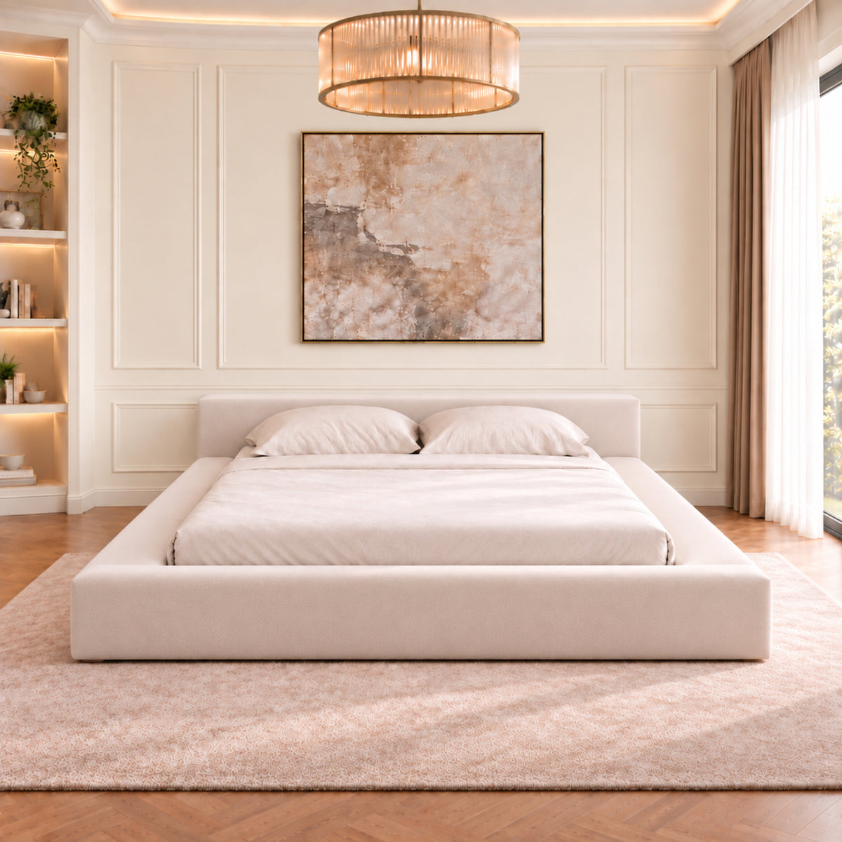 Hugo Space Saver Boucle Upholstered Bed Frame