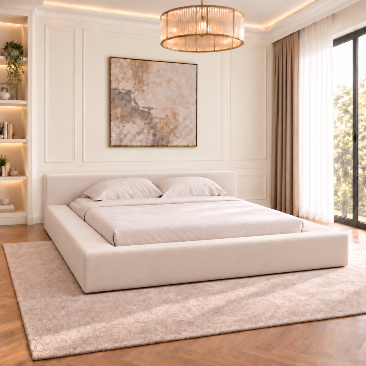 Hugo Space Saver Boucle Upholstered Bed Frame