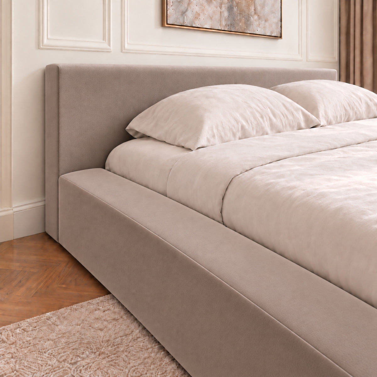 Hugo Space Saver Boucle Upholstered Bed Frame