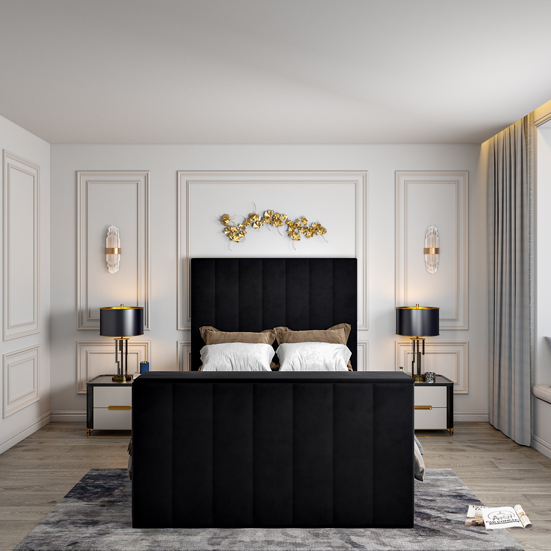 Jameson Upholstered Soft Velvet Line Tv Bespoke Bed Frame