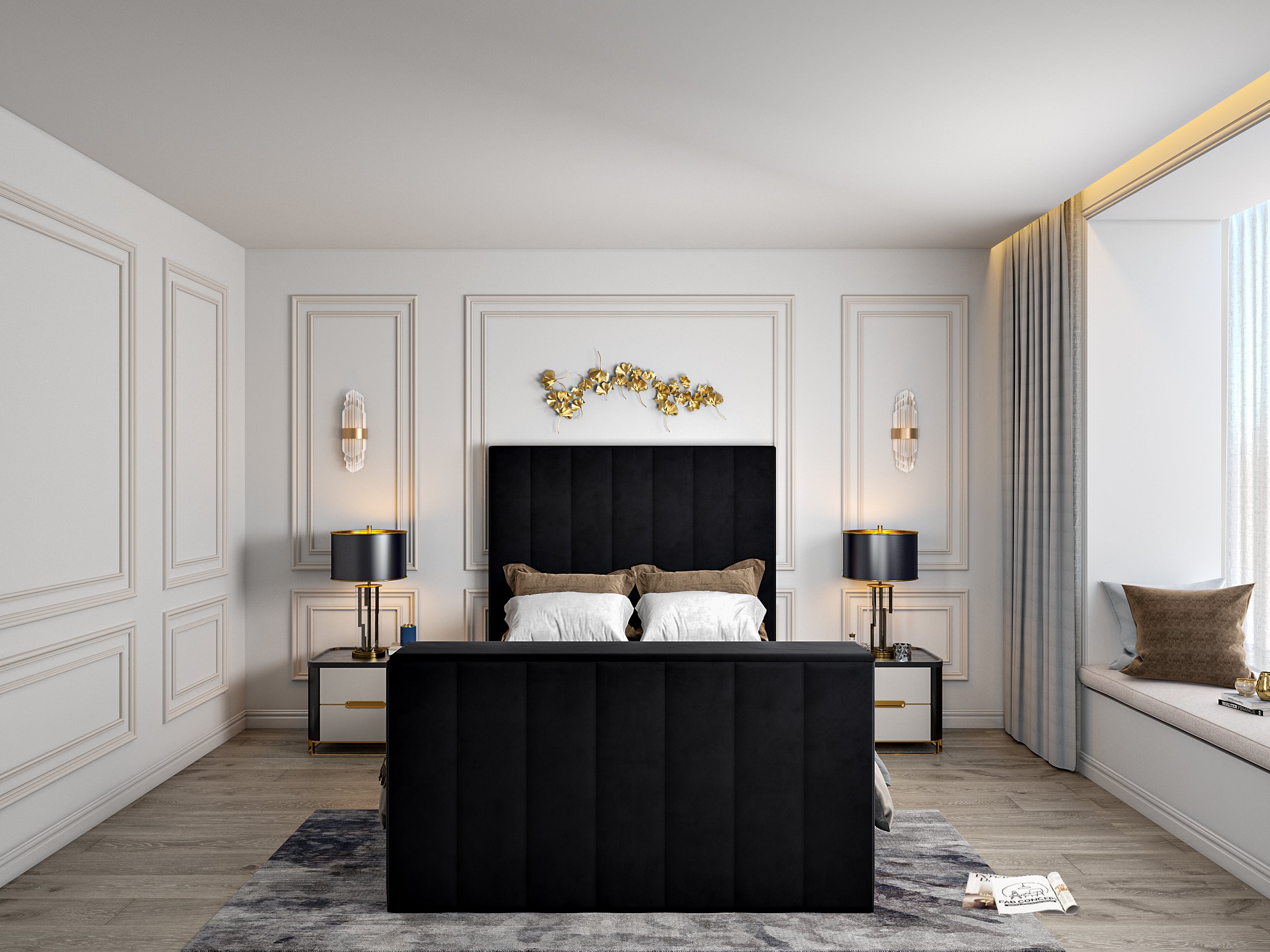 Jameson Upholstered Soft Velvet Line Tv Bespoke Bed Frame