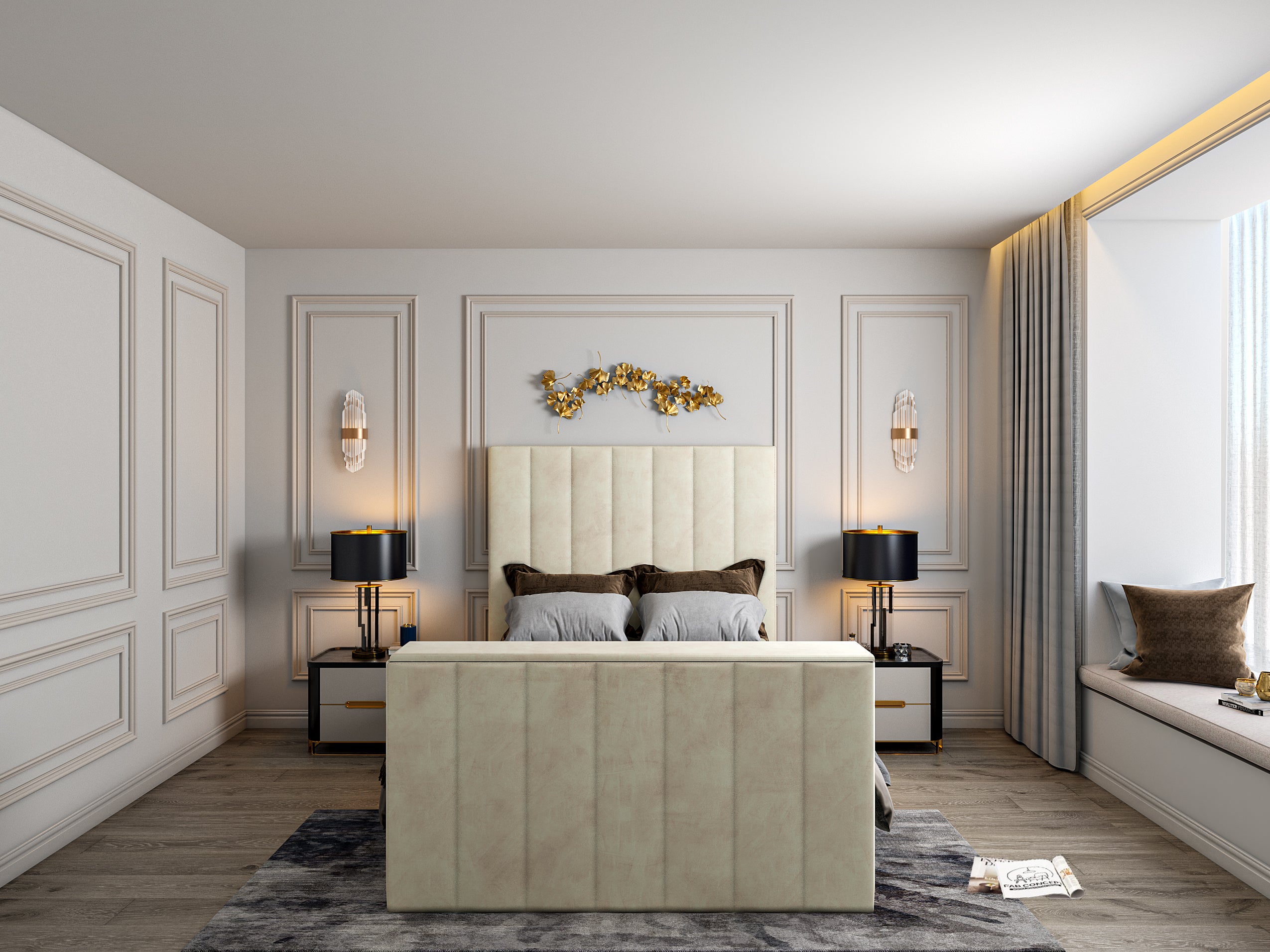 Jameson Upholstered Soft Velvet Line Tv Bespoke Bed Frame