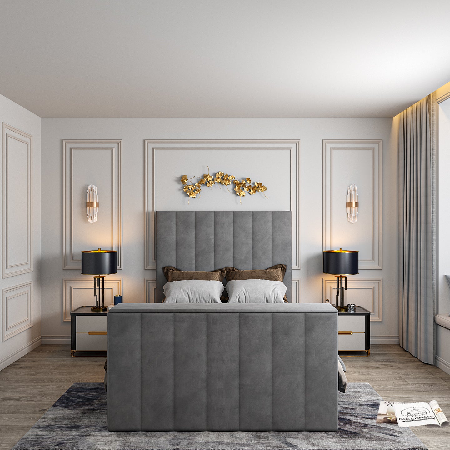 Jameson Upholstered Soft Velvet Line Tv Bespoke Bed Frame