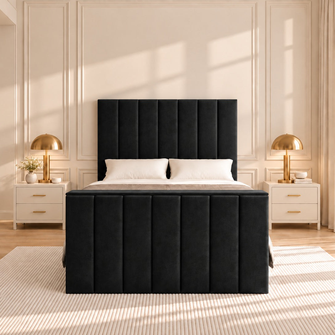 Jameson Upholstered Soft Velvet Line Tv Bespoke Bed Frame