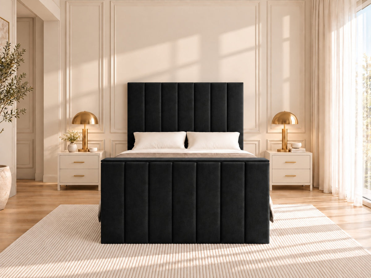 Jameson Upholstered Soft Velvet Line Tv Bespoke Bed Frame