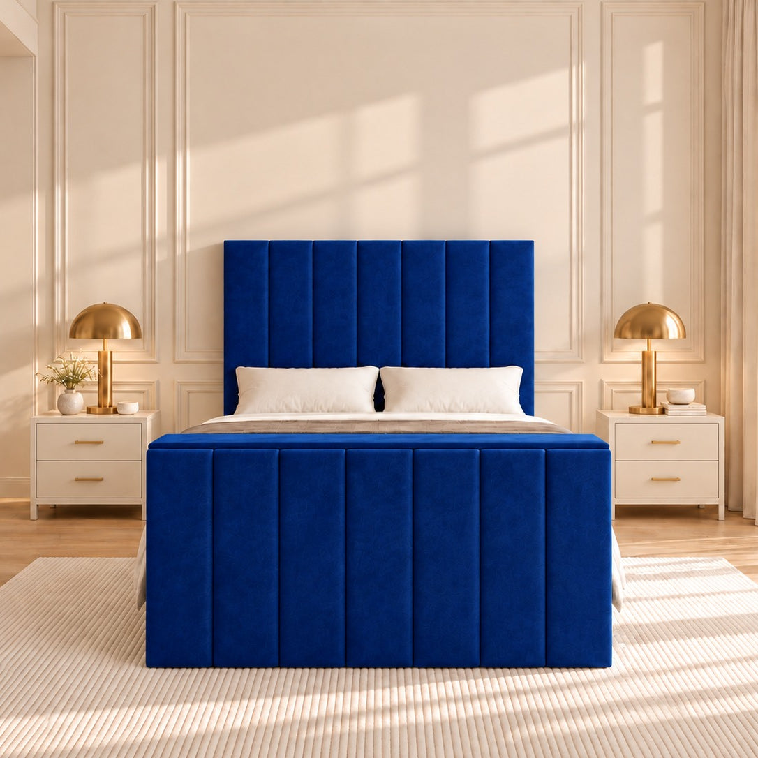 Jameson Upholstered Soft Velvet Line Tv Bespoke Bed Frame