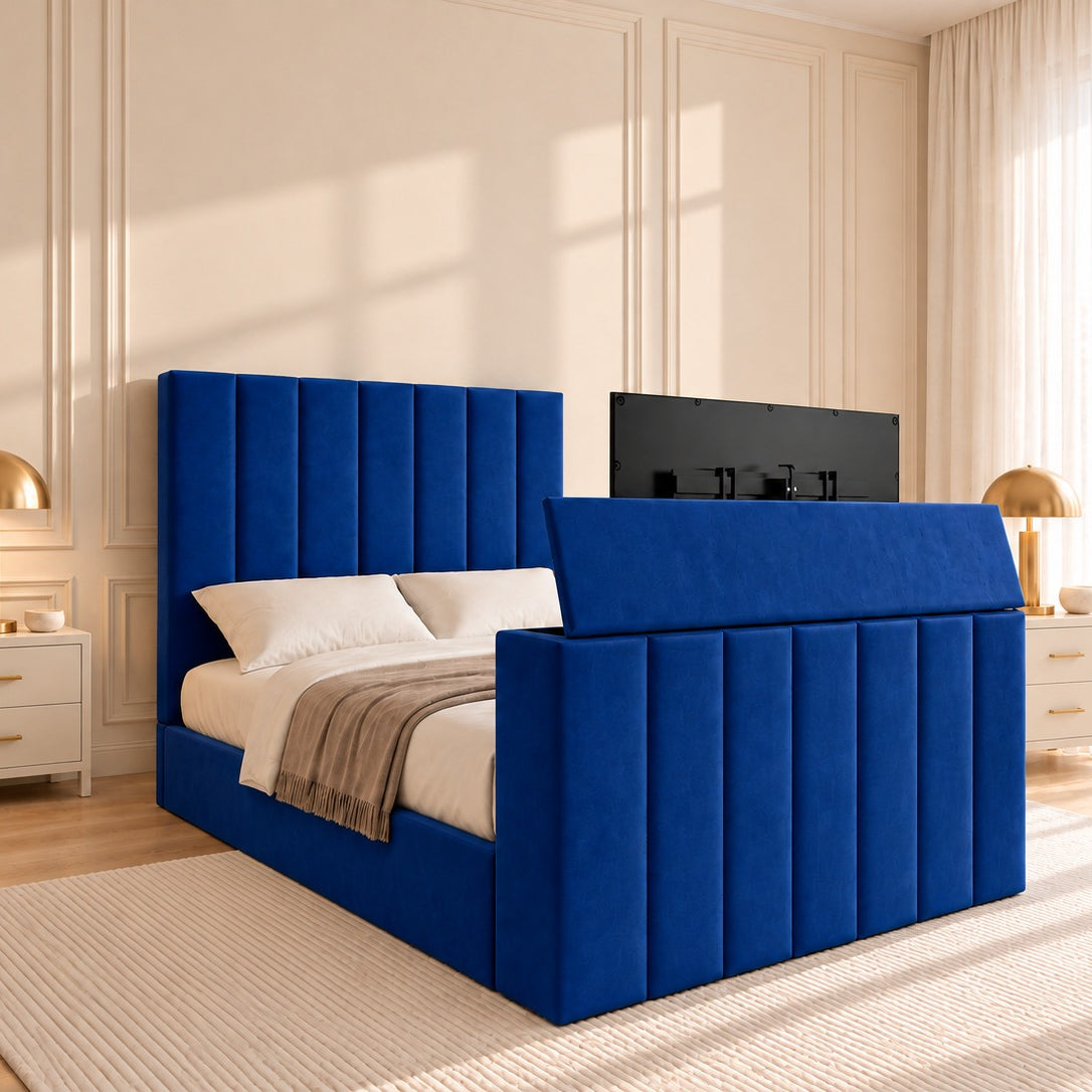 Jameson Upholstered Soft Velvet Line Tv Bespoke Bed Frame