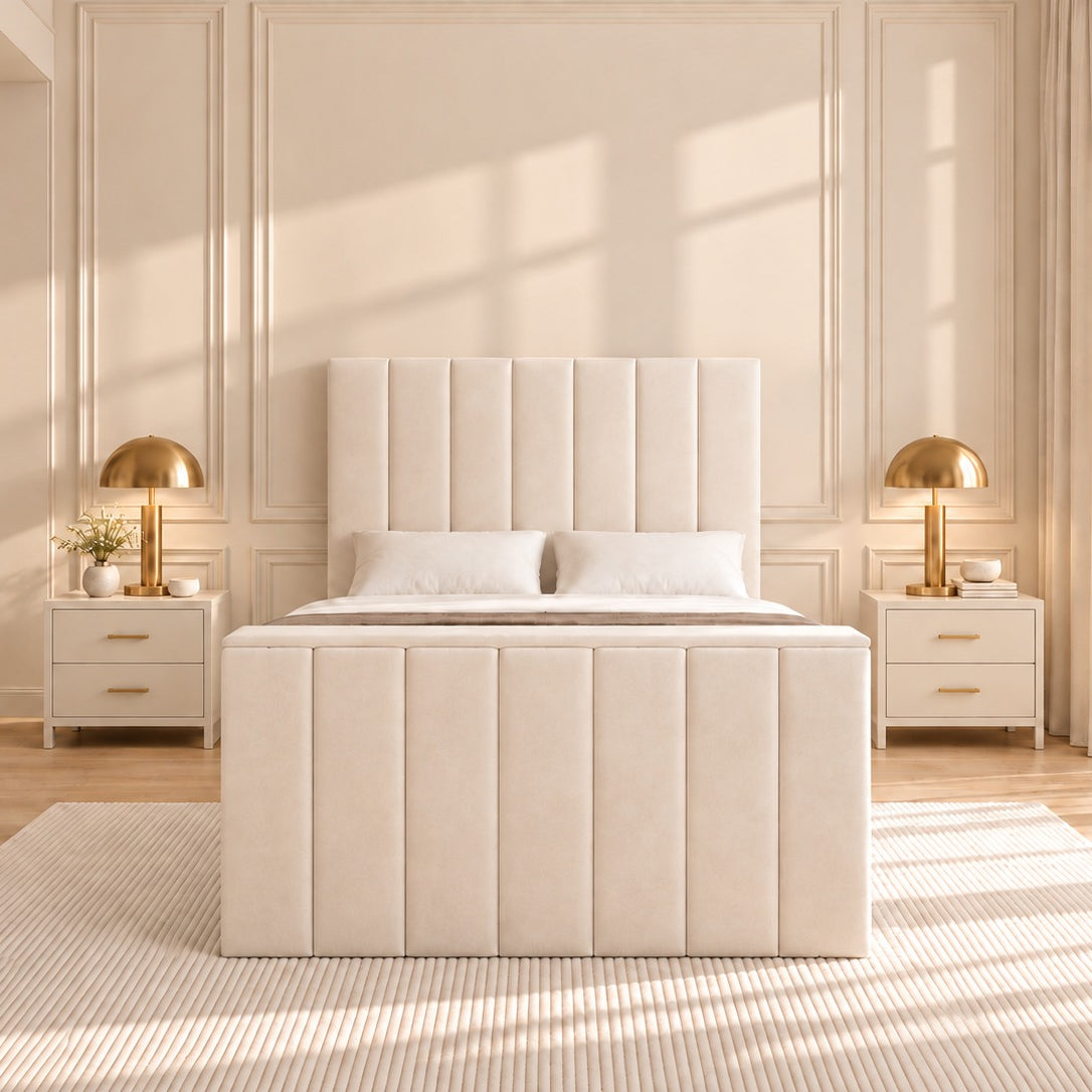 Jameson Upholstered Soft Velvet Line Tv Bespoke Bed Frame