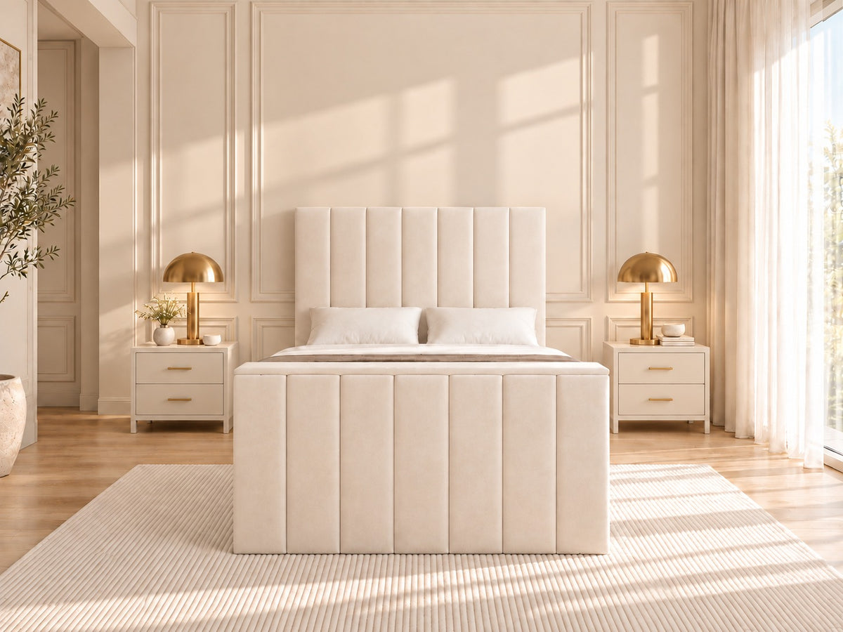 Jameson Upholstered Soft Velvet Line Tv Bespoke Bed Frame