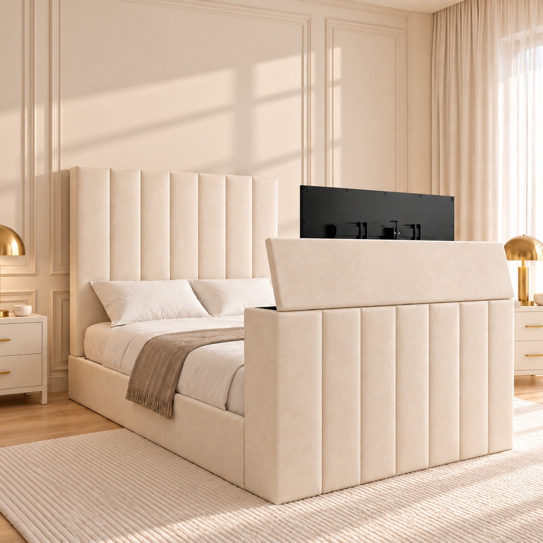 Jameson Upholstered Soft Velvet Line Tv Bespoke Bed Frame