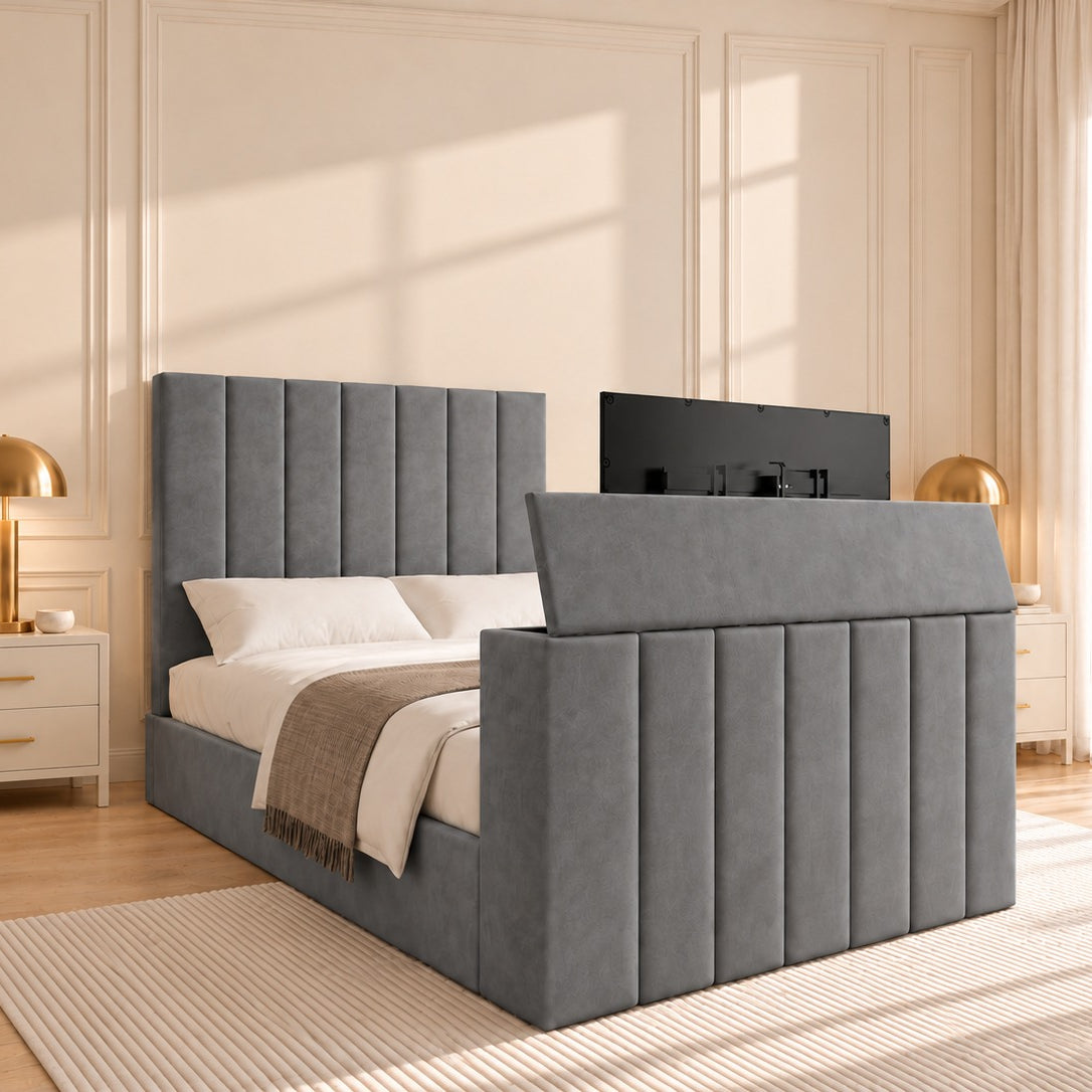 Jameson Upholstered Soft Velvet Line Tv Bespoke Bed Frame