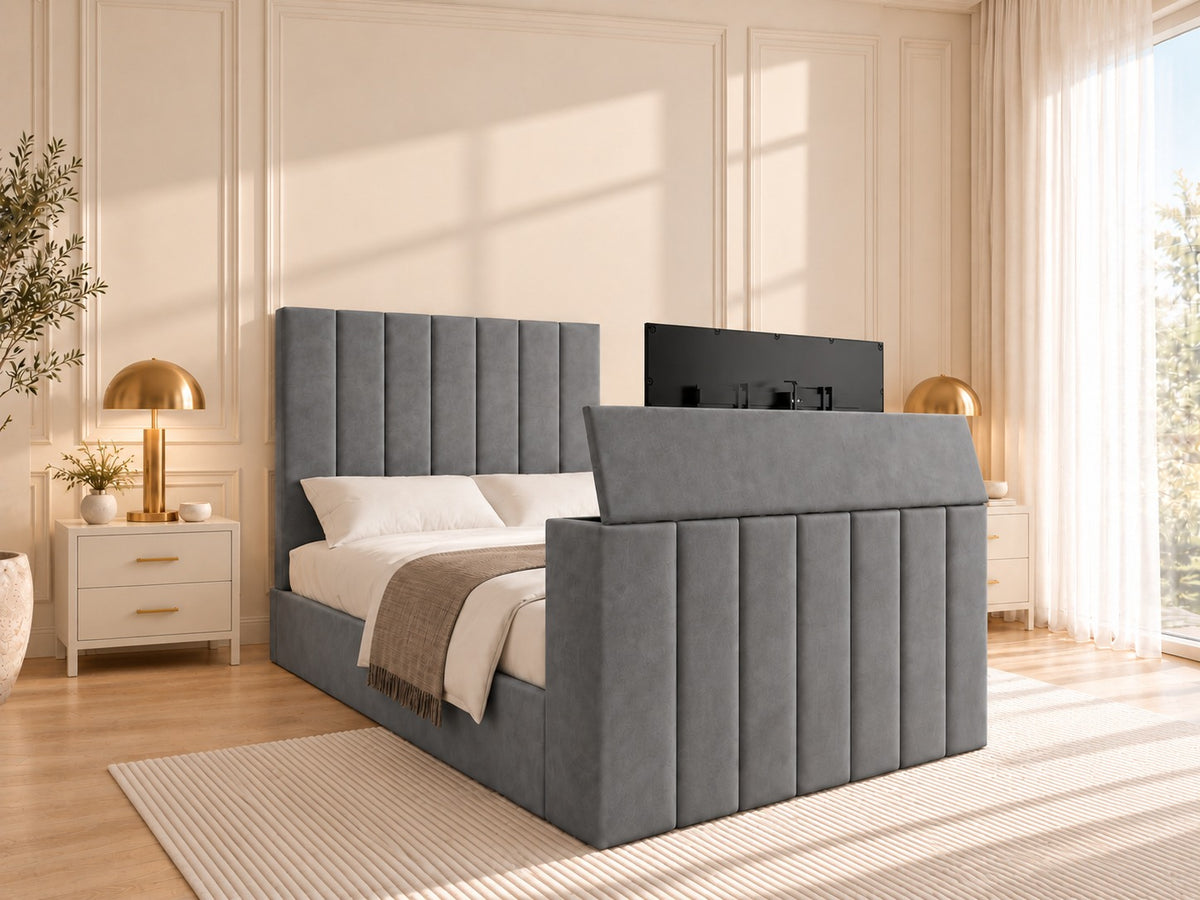 Jameson Upholstered Soft Velvet Line Tv Bespoke Bed Frame