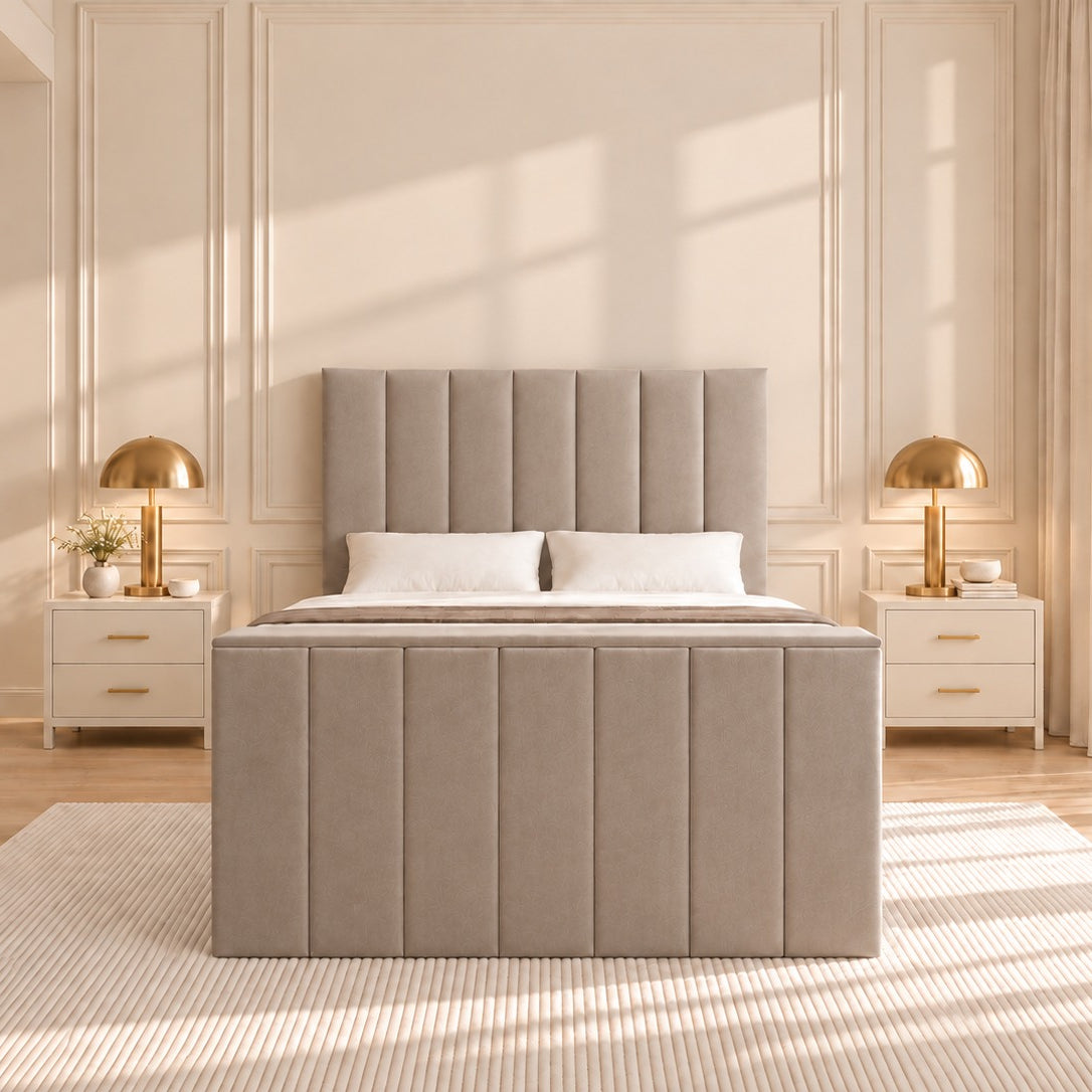 Jameson Upholstered Soft Velvet Line Tv Bespoke Bed Frame
