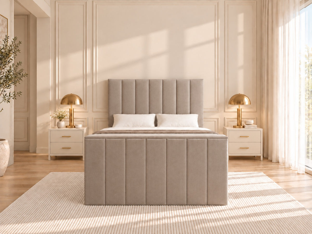 Jameson Upholstered Soft Velvet Line Tv Bespoke Bed Frame