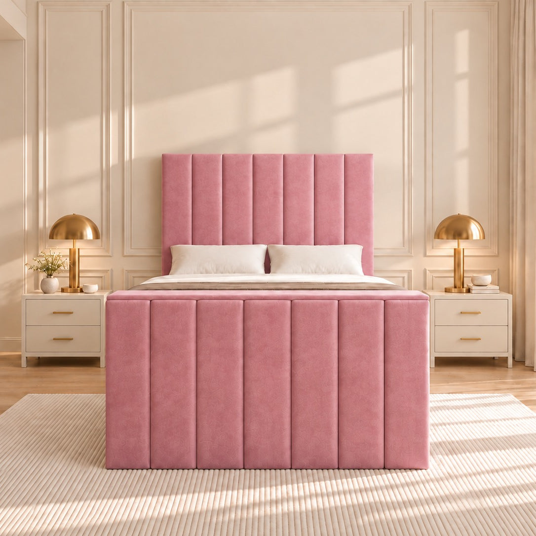 Jameson Upholstered Soft Velvet Line Tv Bespoke Bed Frame