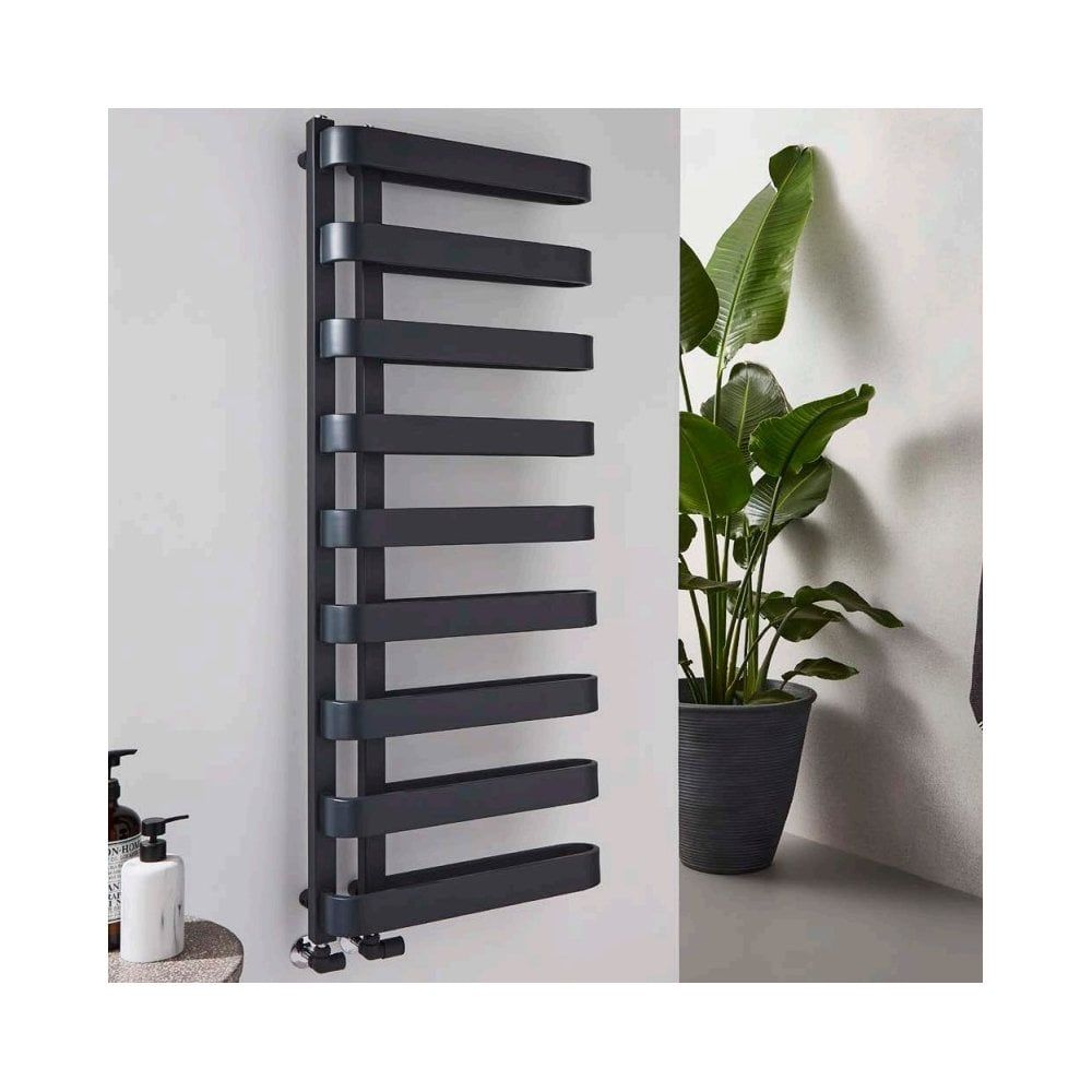 Kaladis Matt Anthracite Modern Designer Heated Towel Rail 1300mm X 500mm
