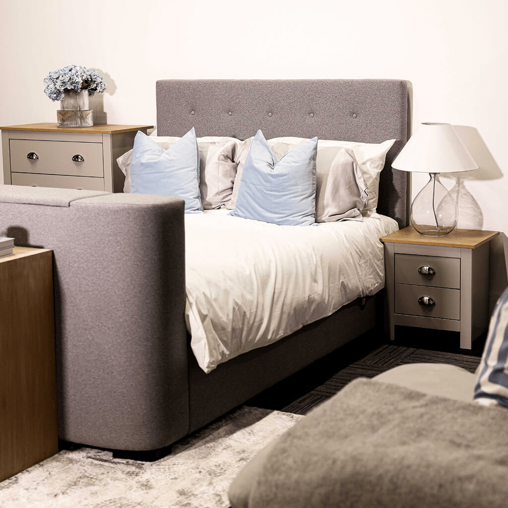 Lancaster Grey Oak Bedroom Set – 1 Wardrobe, 1 Bedside & 1 Chest of Drawers