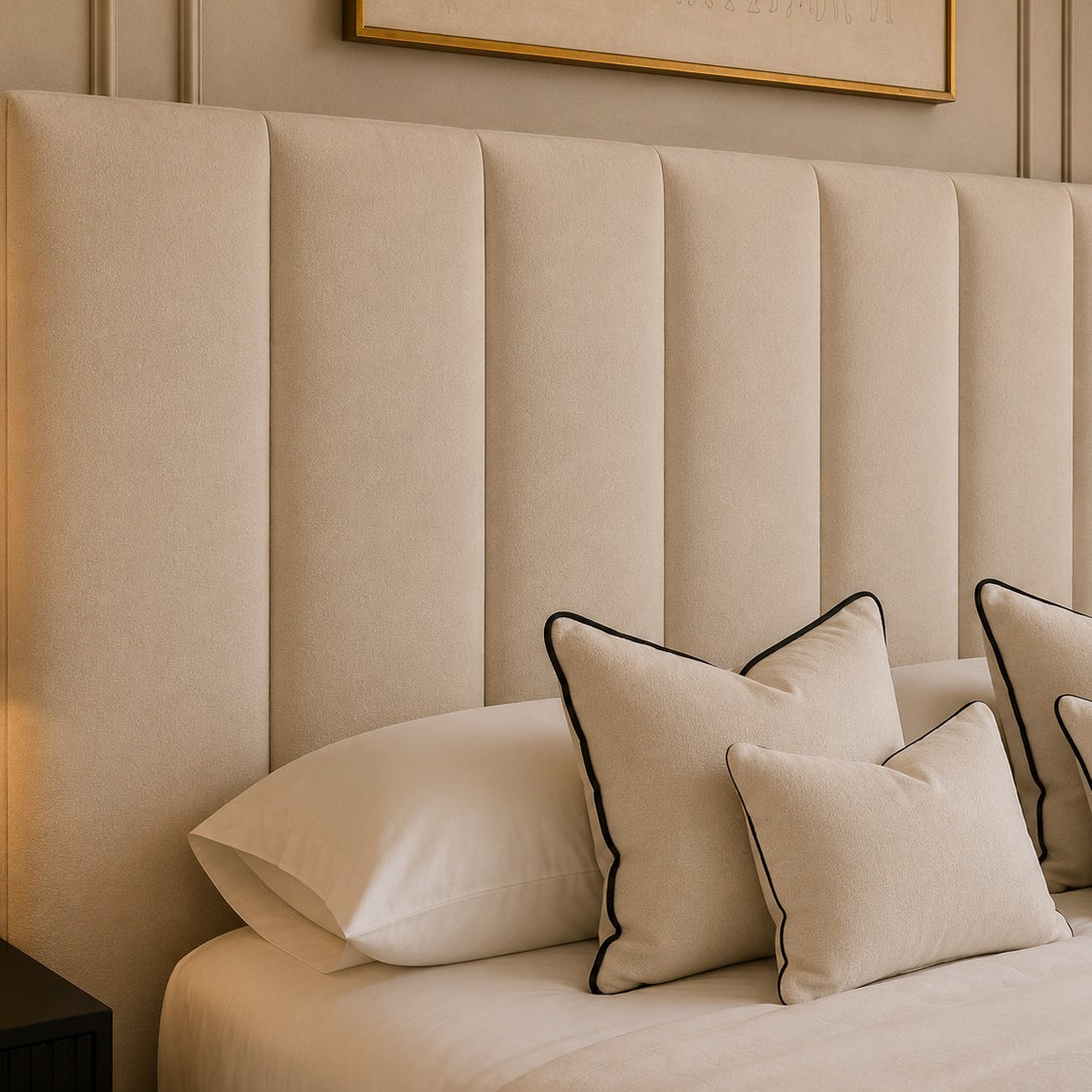 Livorno Vertical Channel Headboard Upholstered Bed Frame