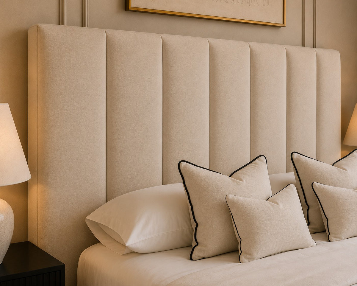 Livorno Vertical Channel Headboard Upholstered Bed Frame