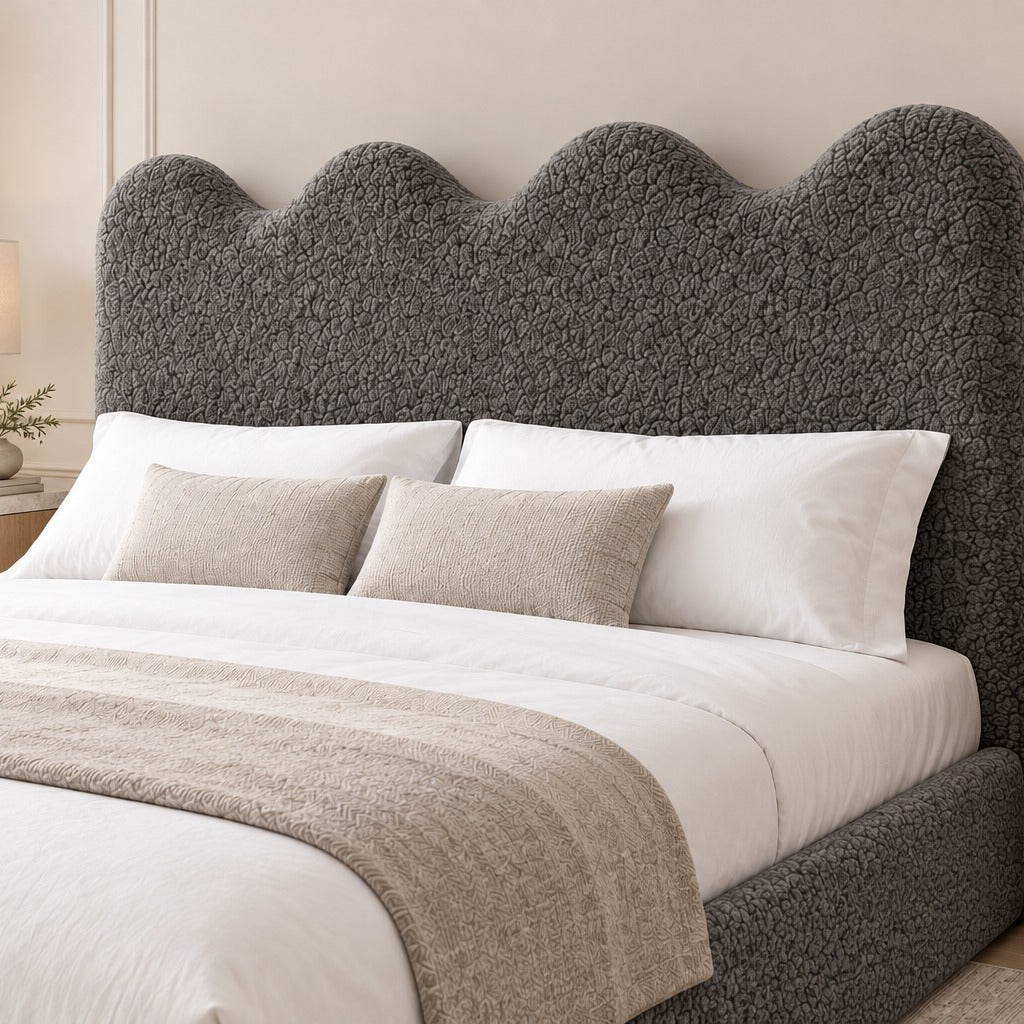 Louis Boucle Upholstered Bed Frame - No Piping