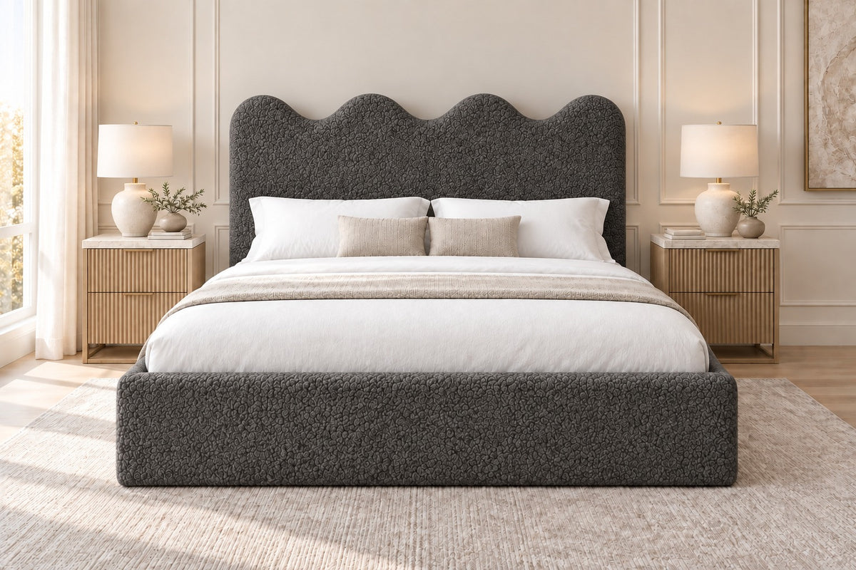 Louis Boucle Upholstered Bed Frame - No Piping