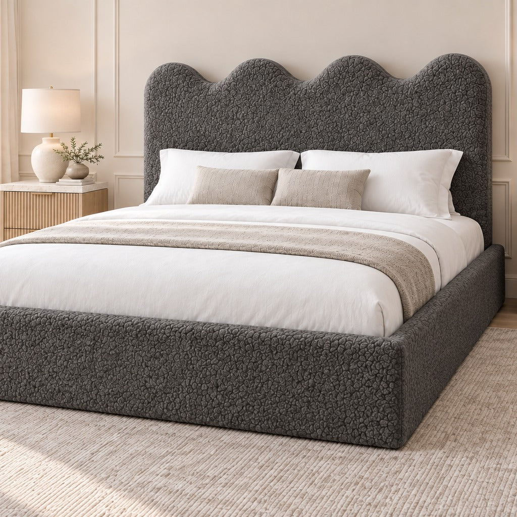 Louis Boucle Upholstered Bed Frame - No Piping