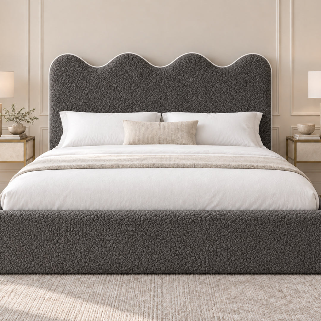 Louis Boucle Upholstered Bed Frame