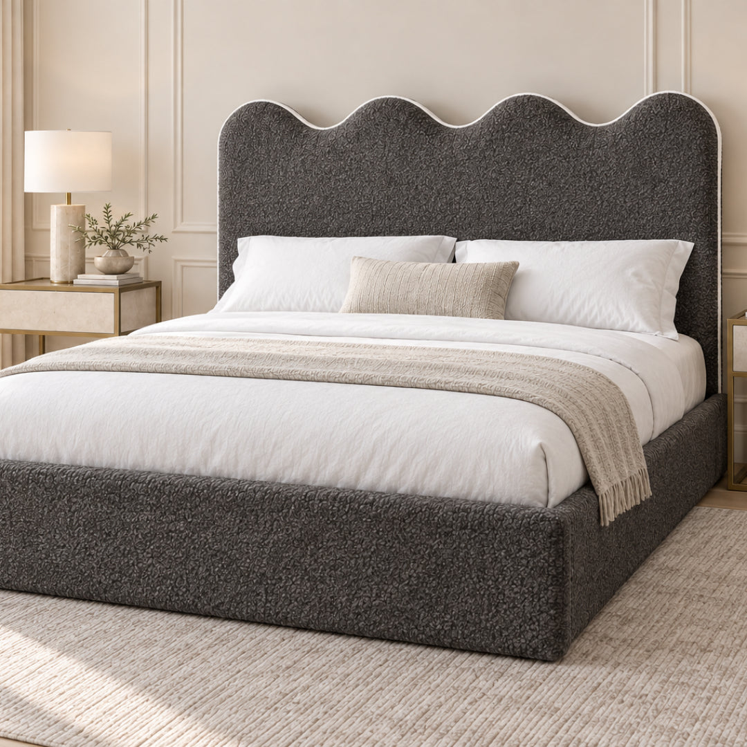 Louis Boucle Upholstered Bed Frame