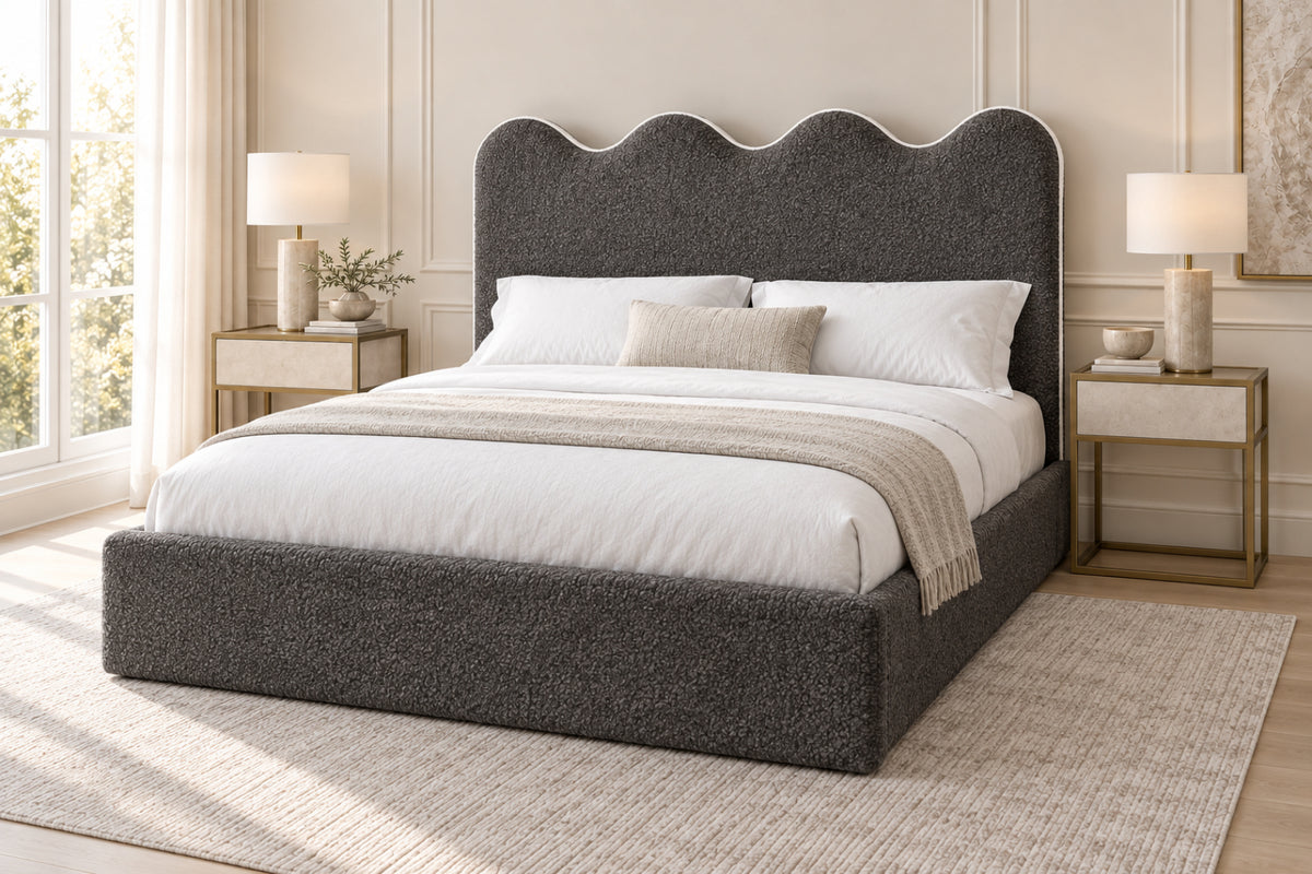 Louis Boucle Upholstered Bed Frame